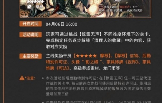 明日方舟惊霆无声剧情 明日方舟惊霆无声活动更新时间一览